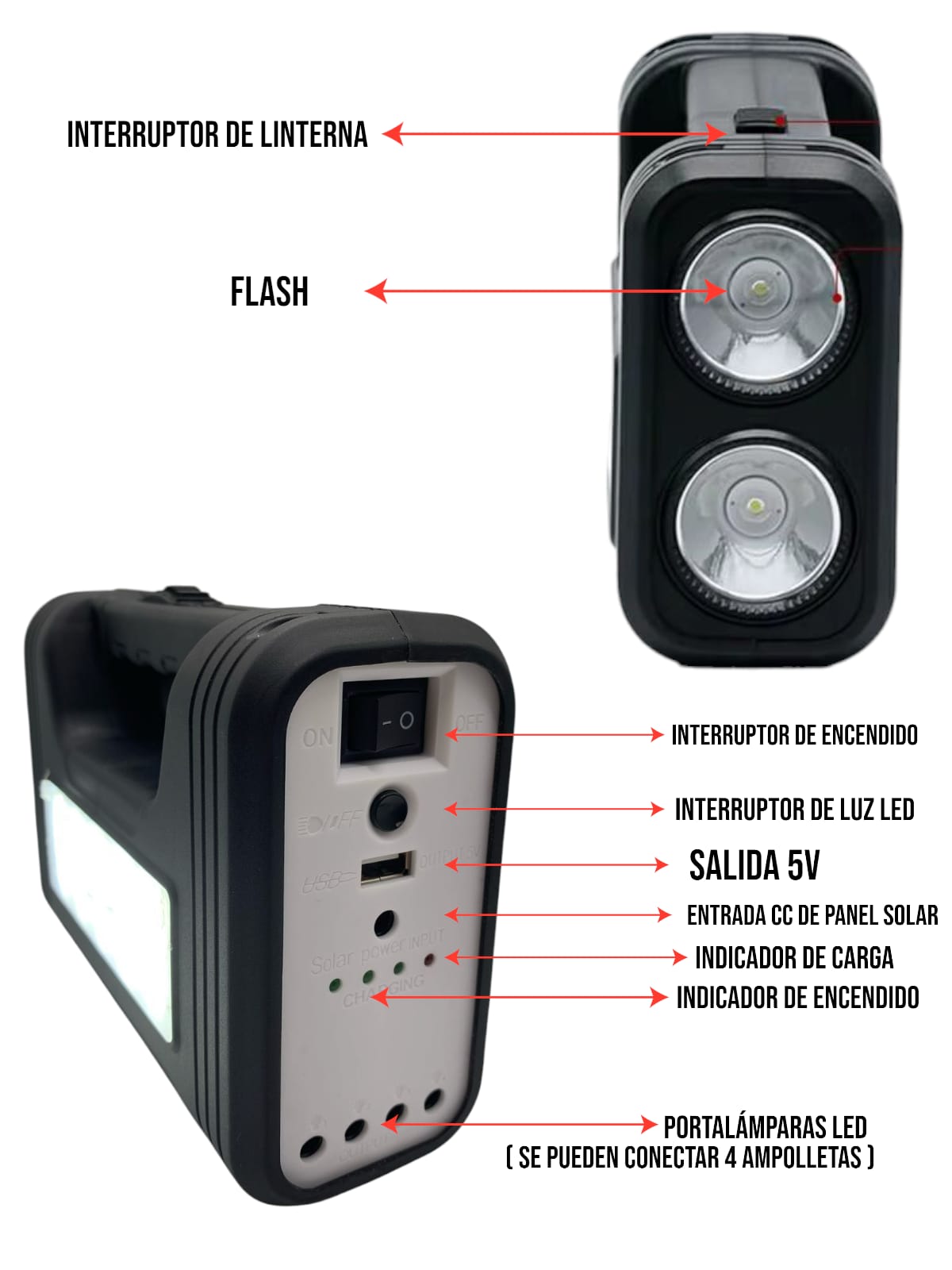 🔋 KIT SOLAR DE EMERGENCIA RECARGABLE PORTATIL ☀️🌟